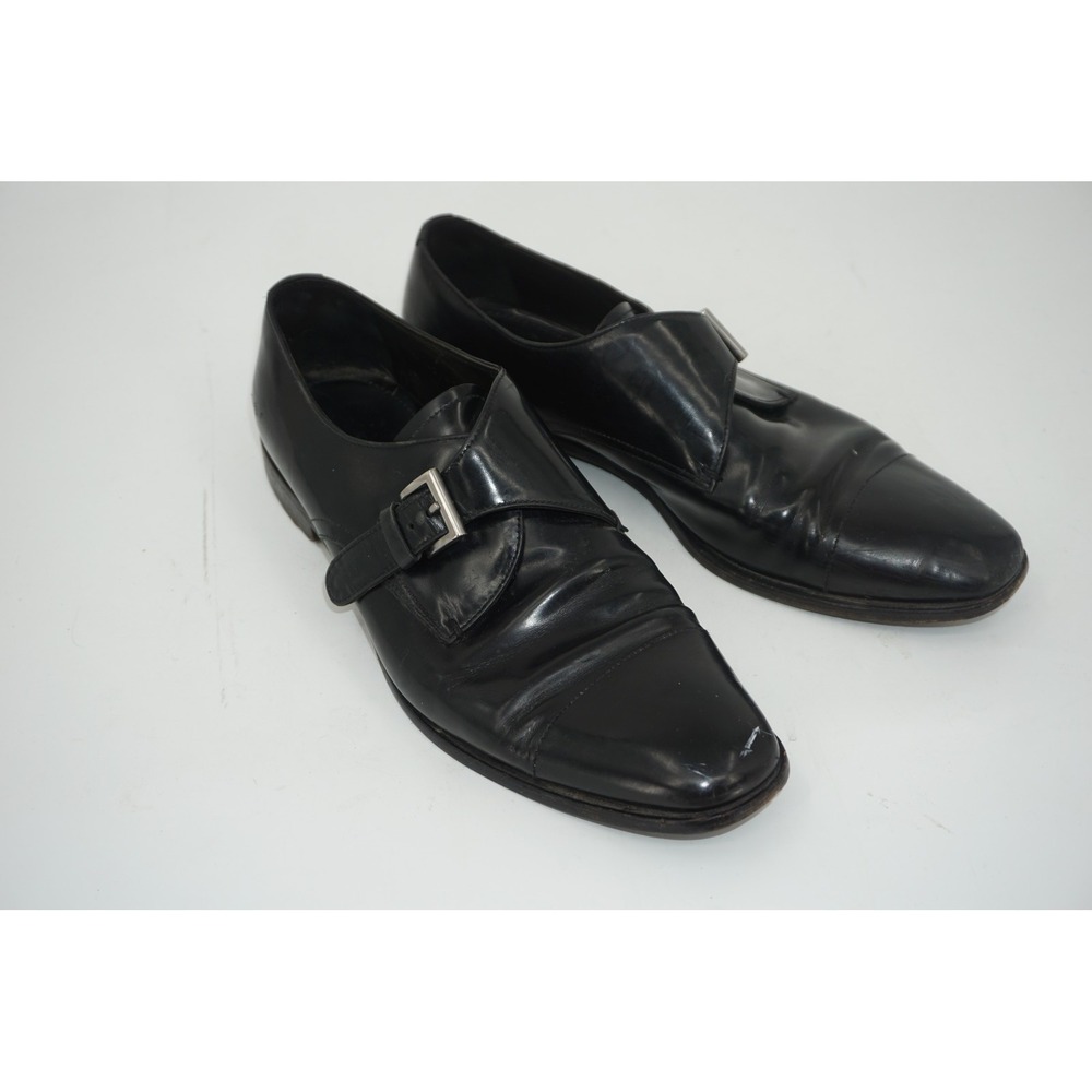 Prada Black Patent Leather Monk Strap Cap Toe Men's Size 8UK 9US - Picture 5 of 9
